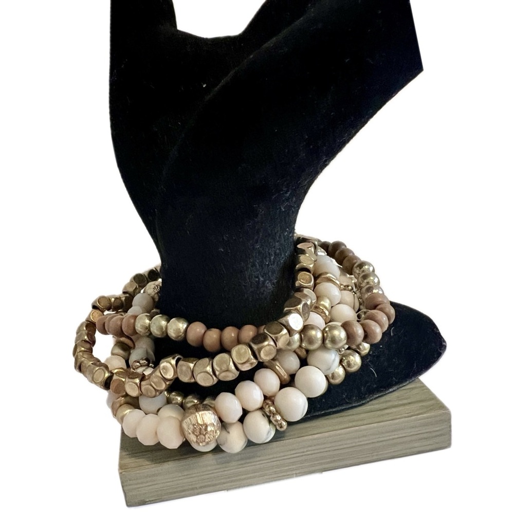 Five Beaded Stackable Bracelets - image 1